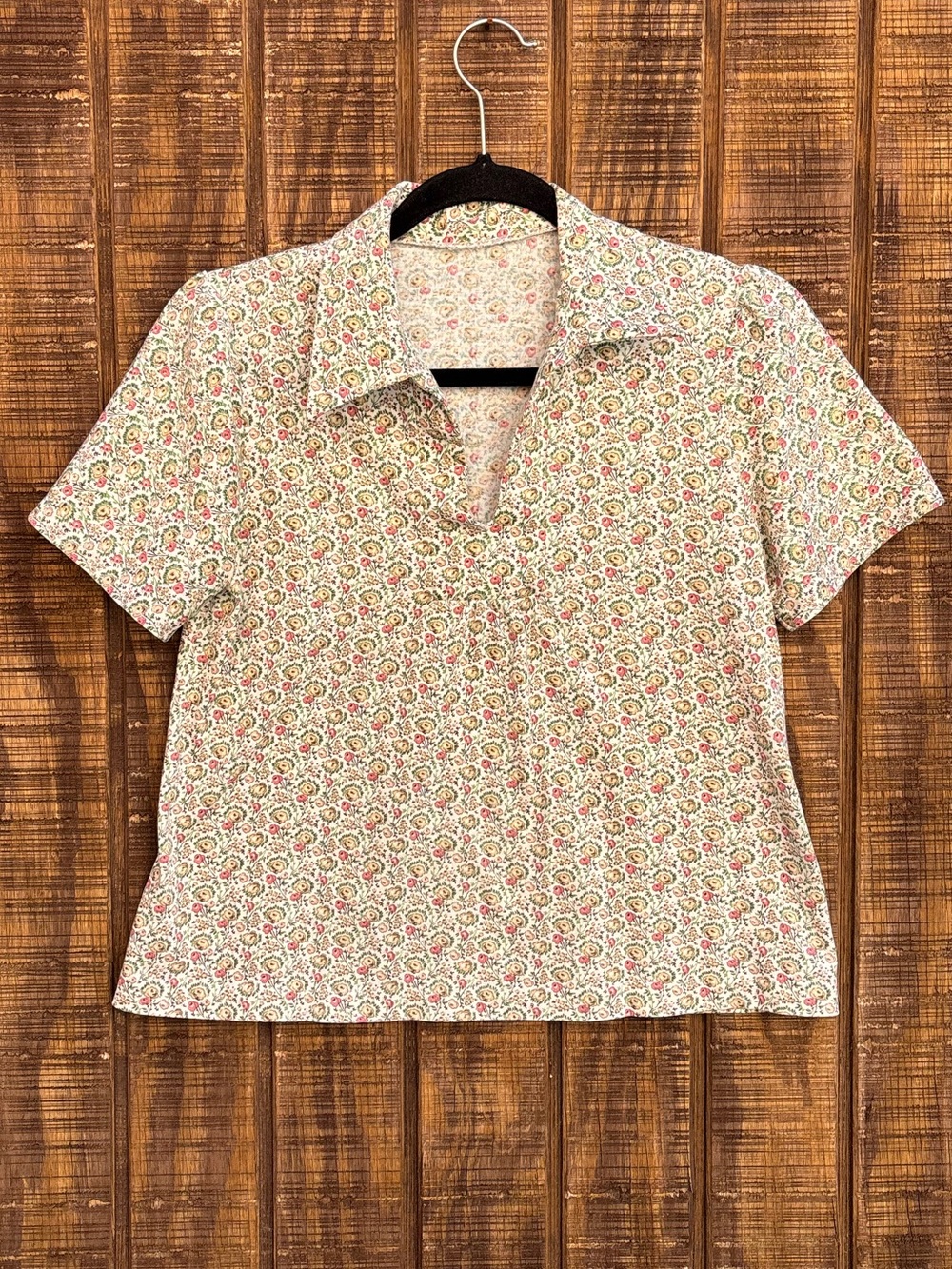 White Floral Prairie Collar Blouse Top
